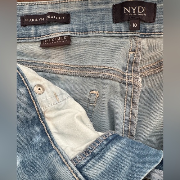 NYDJ Lift Tuck Marilyn Straight Leg Jeans Slimming Light Wash 10 - Picture 6 of 8
